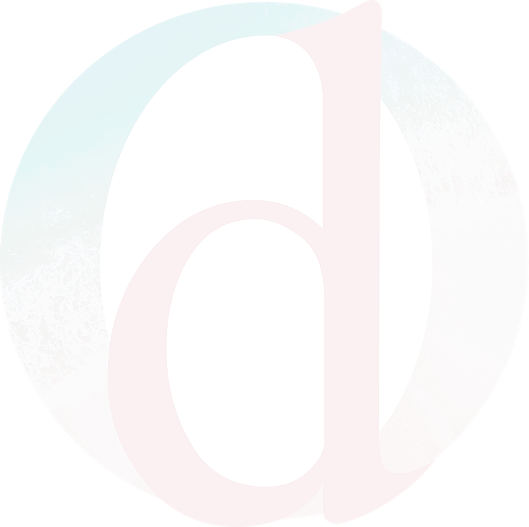 Letter d with beach background in circular design